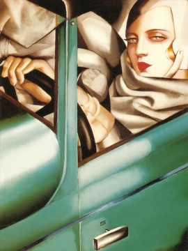  Tamara Pintura al %C3%B3leo - retrato en el bugatti verde 1925 contemporánea Tamara de Lempicka